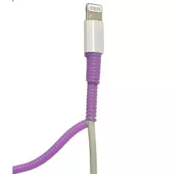Cables de Datos y Carga,Pack Protector Resorte Espiral Violeta + Cable Usb Compatible iPhone