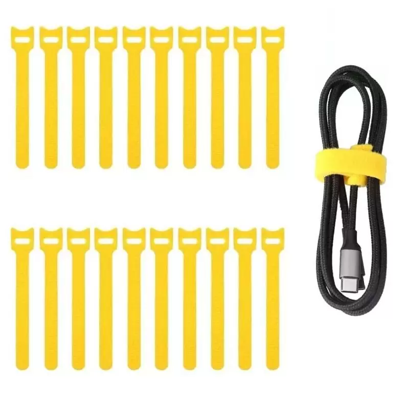 Otros,20x Cinta Amarra Cable Velcro Organiza Doble Faz Sujetacable - Amarillo