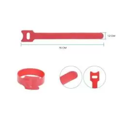Otros,20x Cinta Amarra Cable Velcro Organiza Doble Faz Sujetacable - Rojo