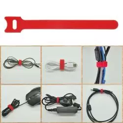 Otros,20x Cinta Amarra Cable Velcro Organiza Doble Faz Sujetacable - Rojo