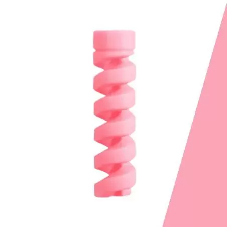 Cables de Datos y Carga,3x Protector Cable Espiral Rosado Resorte Flexible Ajustable