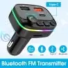 Transmisor FM Bluetooth Manos Libres,Adaptador Transmisor Fm Bluetooth Con Luz Para Auto Camioneta 7 Colores Dp20W