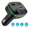 Transmisor FM Bluetooth Manos Libres,Adaptador Transmisor Fm Bluetooth Con Luz Para Auto Camioneta 7 Colores Dp20W