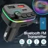 Transmisor FM Bluetooth Manos Libres,Adaptador Transmisor Fm Bluetooth Con Luz Para Auto Camioneta 7 Colores Dp20W
