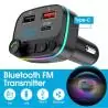 Transmisor FM Bluetooth Manos Libres,Adaptador Transmisor Fm Bluetooth Con Luz Para Auto Camioneta 7 Colores Dp20W
