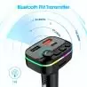 Transmisor FM Bluetooth Manos Libres,Adaptador Transmisor Fm Bluetooth Con Luz Para Auto Camioneta 7 Colores Dp20W