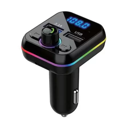 Transmisor FM Bluetooth Manos Libres,Adaptador Transmisor Fm Bluetooth Con Luz Para Auto Camioneta MB7102
