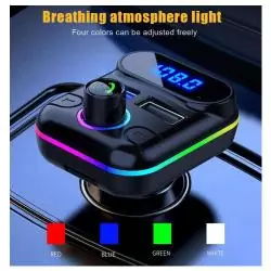 Transmisor FM Bluetooth Manos Libres,Adaptador Transmisor Fm Bluetooth Con Luz Para Auto Camioneta MB7102