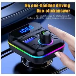 Transmisor FM Bluetooth Manos Libres,Adaptador Transmisor Fm Bluetooth Con Luz Para Auto Camioneta MB7102