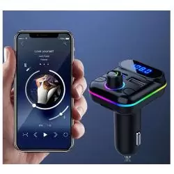 Transmisor FM Bluetooth Manos Libres,Adaptador Transmisor Fm Bluetooth Con Luz Para Auto Camioneta MB7102