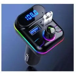 Transmisor FM Bluetooth Manos Libres,Adaptador Transmisor Fm Bluetooth Con Luz Para Auto Camioneta MB7102