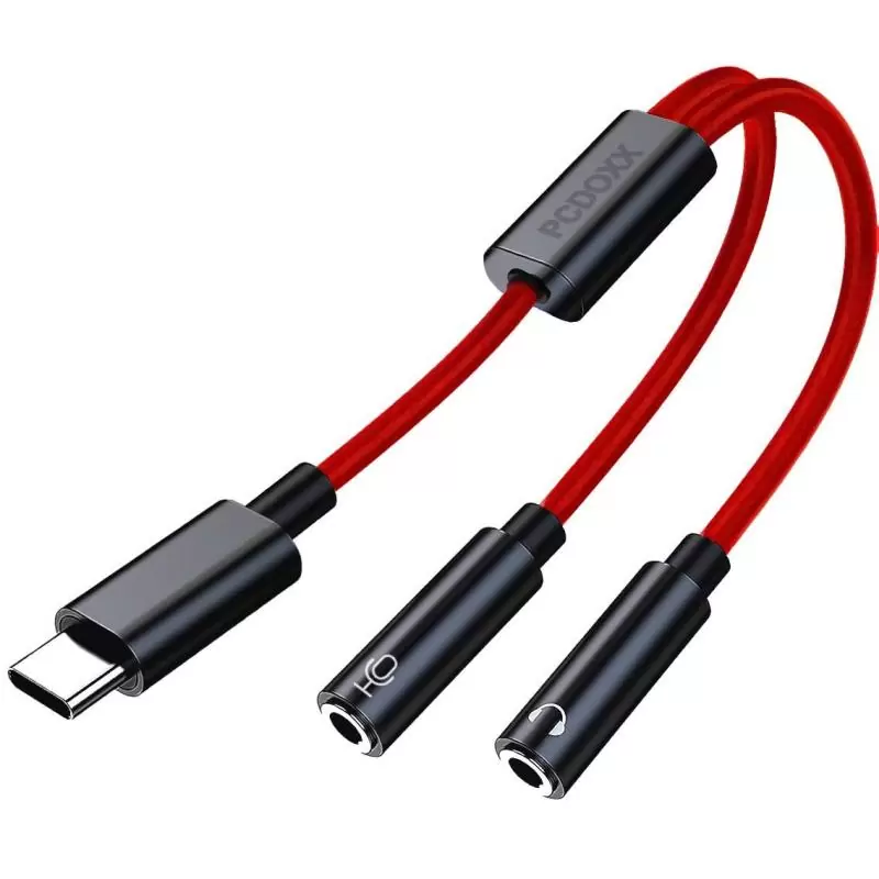 Adaptadores de Audio, BT y OTG,Adaptador Splitter Tipo C Auxiliar Microfono Notebook Celular