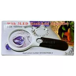 Artículos de Oficina,Lupa con Luz LED 75 mm Aumento 3X Mango Negro