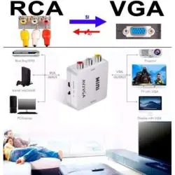 Adaptador de Video y Conversor,Adaptador Conversor Rca Av A Vga Rgb Video Audio Tv Monitor