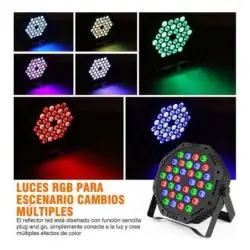 Foco 36 Par Ligth Led Mini Flat 3 Colores Para Fiesta