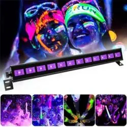 Iluminación de Fiestas,Barra De Luz Negra Uv Ultravioleta Led Cumpleaños Fiesta - 12 Led