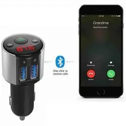 Transmisor FM Bluetooth Manos Libres,Transmisor Auto Fm Bluetooth Mp3 Manos Libre Pantalla USB BT
