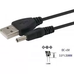 Cables de Poder,Cable Poder 5v Usb A Jack Ac 3,5x1,35mm