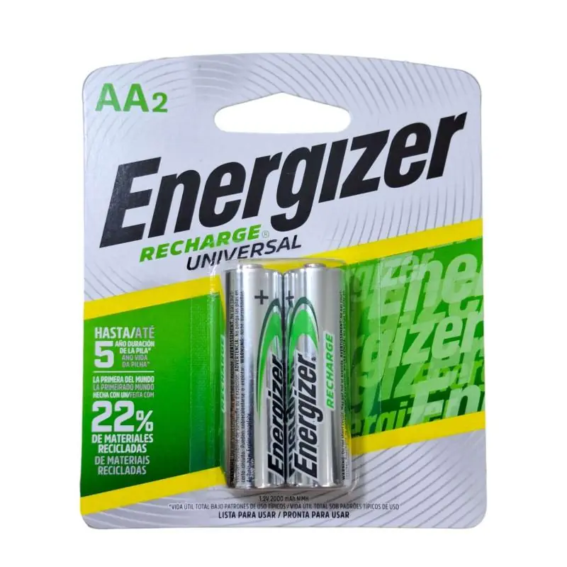 Pilas y Baterias,Pack De 2 Pilas Recargables Energizer Aa 2000mah