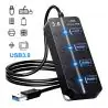 Hub USB,Hub Usb 3.0 De 4 Puertos Boton De Encendido Pc Notebook