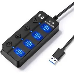 Hub USB,Hub Usb 3.0 De 4 Puertos Boton De Encendido Pc Notebook