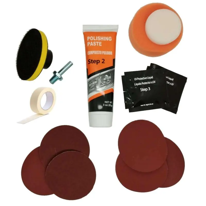 Otros,Kit Restaurador Mica Repara Foco Opaco de Auto Luz Sol UV Pulido Limpiador