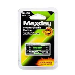 Pilas y Baterias,Pack De 2 Pilas Recargables Maxday Aaa 2800mah