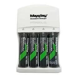 Cargadores de Pilas (Con y sin Pilas),Cargador De Pilas Recargables Aa Aaa Y Baterias De 9v - Maxday Con Pilas