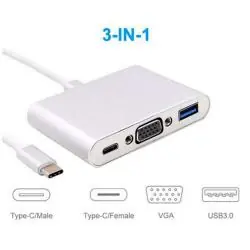 Hub USB,Hub Adaptador Usb Tipo C Macho A Vga - Usb 3.0 - Usb Tipo C Hembra