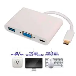 Hub USB,Hub Adaptador Usb Tipo C Macho A Vga - Usb 3.0 - Usb Tipo C Hembra