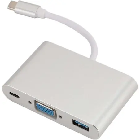 Hub USB,Hub Adaptador Usb Tipo C Macho A Vga - Usb 3.0 - Usb Tipo C Hembra