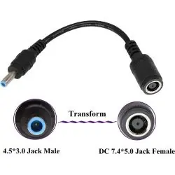 Adaptadores y Cables,Adaptador Conector Hp DC 7.4 x 5.0mm a 4.5 x 3.0mm Pc Notebook
