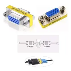 Adaptador de Video y Conversor,Copla Vga Adaptador Db15 Hembra Cambiador Genero Y Extension