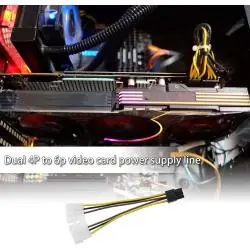 Adaptadores y Cables,Adaptador Poder 6 Pin a 2 Molex Tarjeta Video Corriente PCI IDE