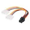 Adaptadores y Cables,Adaptador Poder 6 Pin a 2 Molex Tarjeta Video Corriente PCI IDE