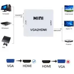 Adaptador de Video y Conversor,Adaptador Conversor Vga Para Hdmi Convertidor Señal De Video
