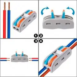 Otros,Conector Adaptador Empalme Rapido Electrico Cables Corriente 2 Tomas