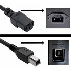 Adaptadores y Cables,Set Cable de Poder Tipo Pc C13 y Usb Impresora Para Hp Canon Epson Brother - 3 Patas