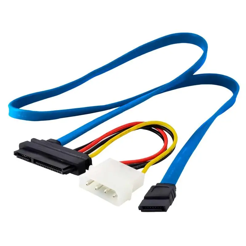 Adaptadores y Cables,Cable Datos 2 en 1 Sata 22 Pin Hembra a Sata 7 Pin Datos + Poder Molex SSD Disco Duro