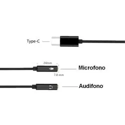 Adaptador Splitter Tipo C Auxiliar Microfono Notebook Celular